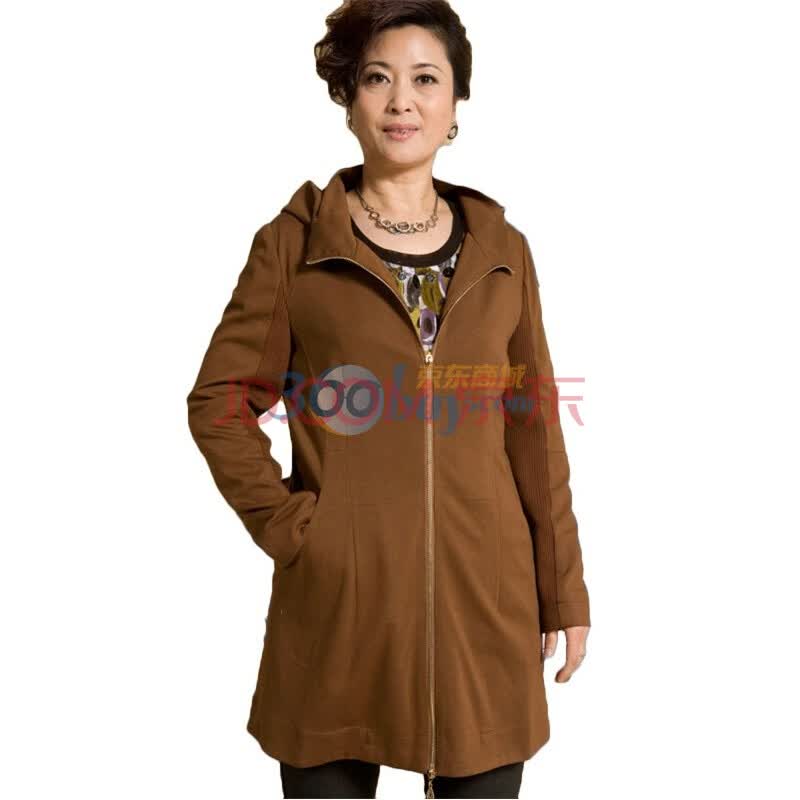 福兆女装中老年<em>妈妈装风衣外套</em>T100 褐色 XX