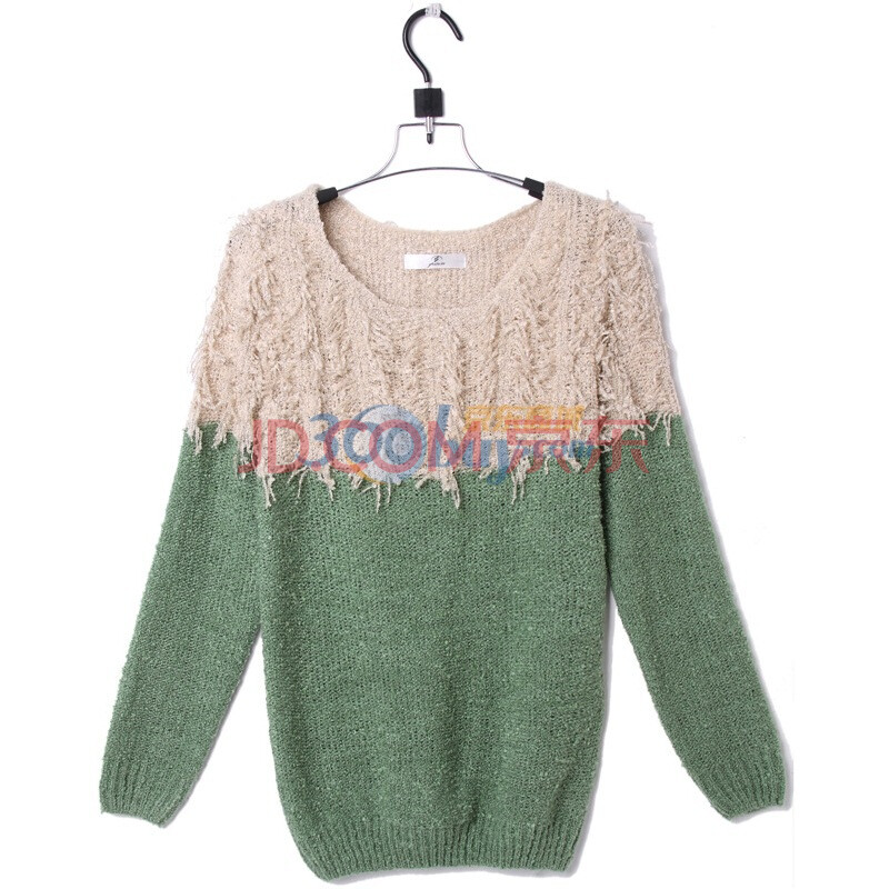 亿品EPIN11春装新款<em>针织</em>拼接<em>圆领套头毛衣</em>76