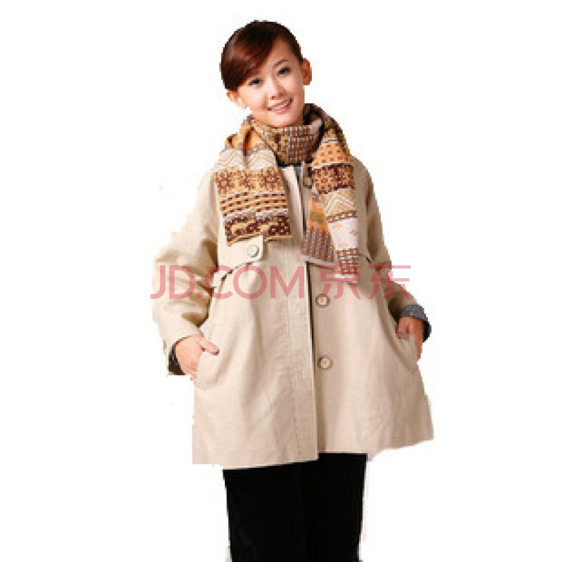 喜满2012新款韩版孕妇装春秋装 时尚孕装上衣外套A095 米色 XL图片