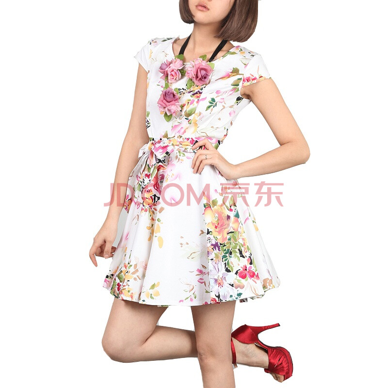 阿西达ALSEDA 新品<em>女装</em>碎花连衣裙包身带腰