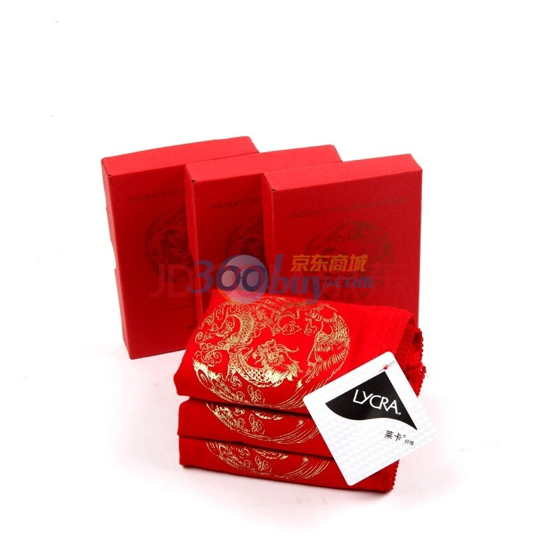 VCOTTON维棉 龙凤呈祥<em>女士</em>三角 <em>本命年</em> 红内