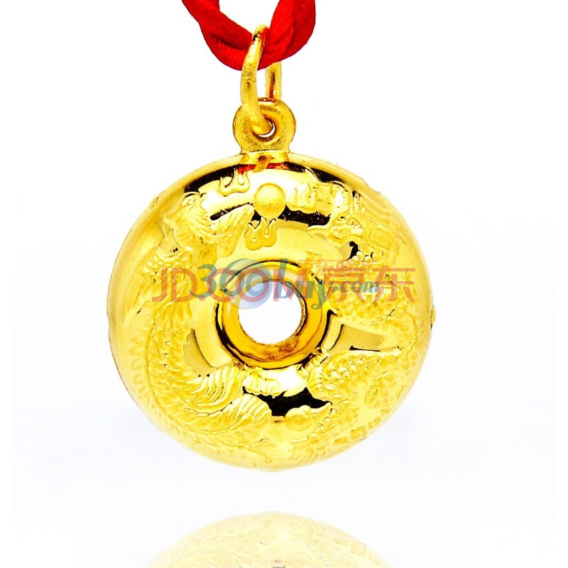 【易金行】黄金龙凤平安扣吊坠