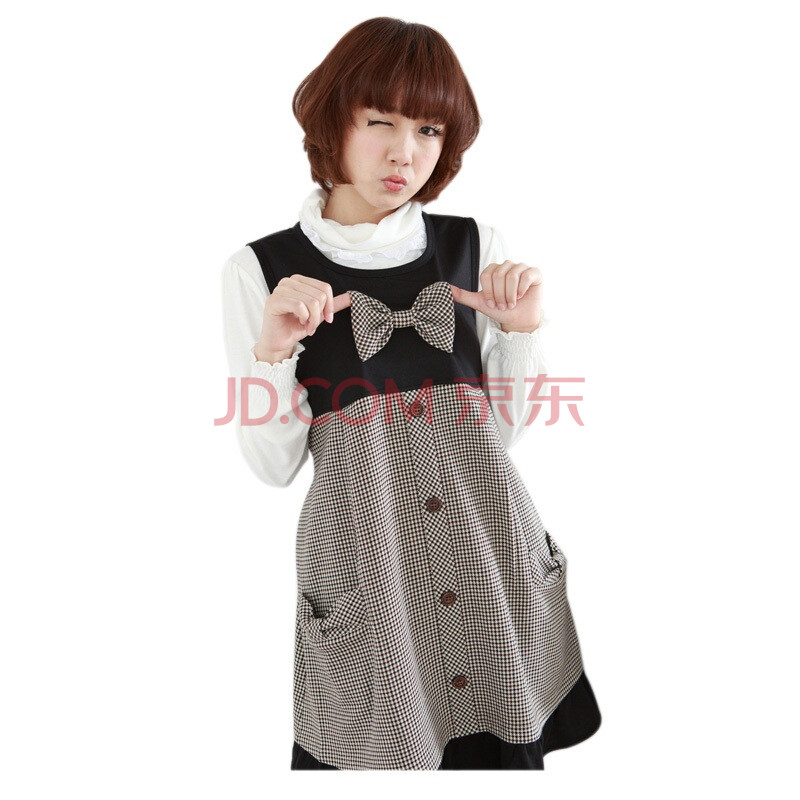 女之御 新品秋冬装<em>格子</em>孕妇裙 <em>背心</em>裙 孕妇装 百