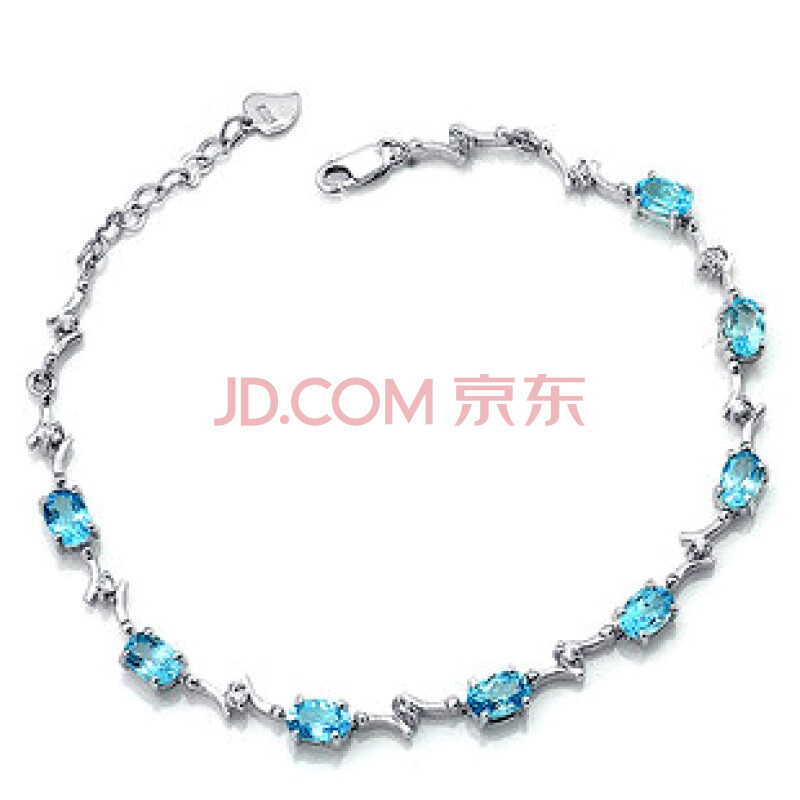 易燃火山水晶饰品 925纯银天然托帕石蓝黄玉手链