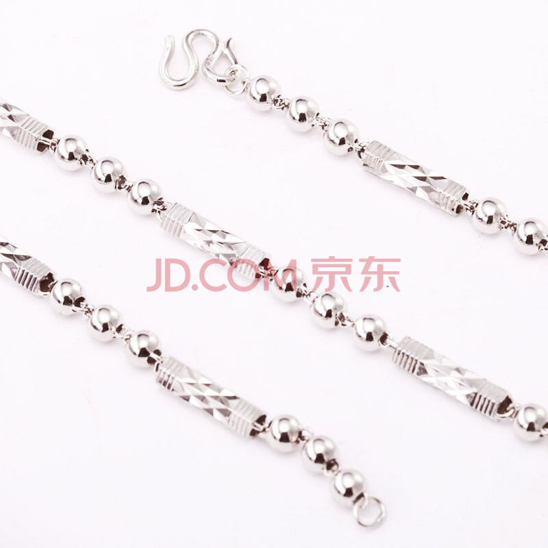 沐恩 S925纯银饰品 男士圆珠竹节车花 精致项链 55cm图片