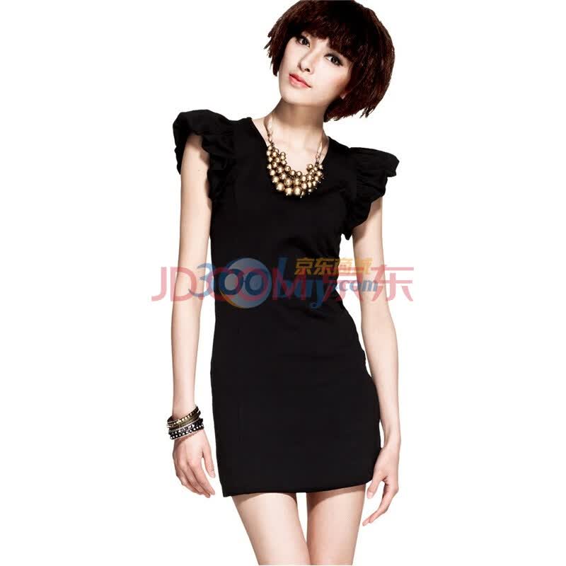 【OTHERMIX】女装新品2011新款夏装黑色显瘦连衣裙 黑色 XL