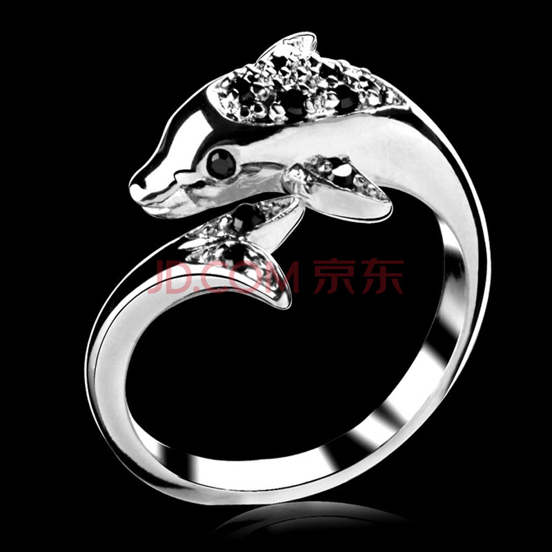 法国IDee艺术饰品 银色小海豚<em>戒指女</em> <em>食指戒指</em>