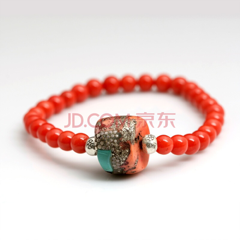 【蓝莲花】老<em>珊瑚</em>珠 <em>红珊瑚</em>圆珠 手链 <em>女</em>图片