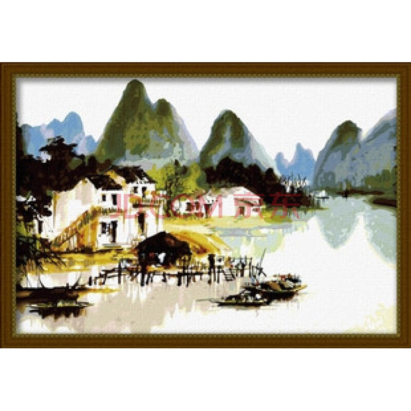 diy<em>数字油画</em> 数字彩绘 自助油画diy 山水人家<em>图片</em>