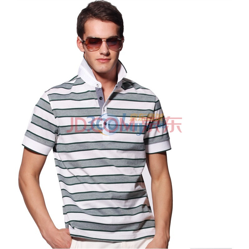 WOHAYO无花优品 春季新款宽横条纹休闲 男士