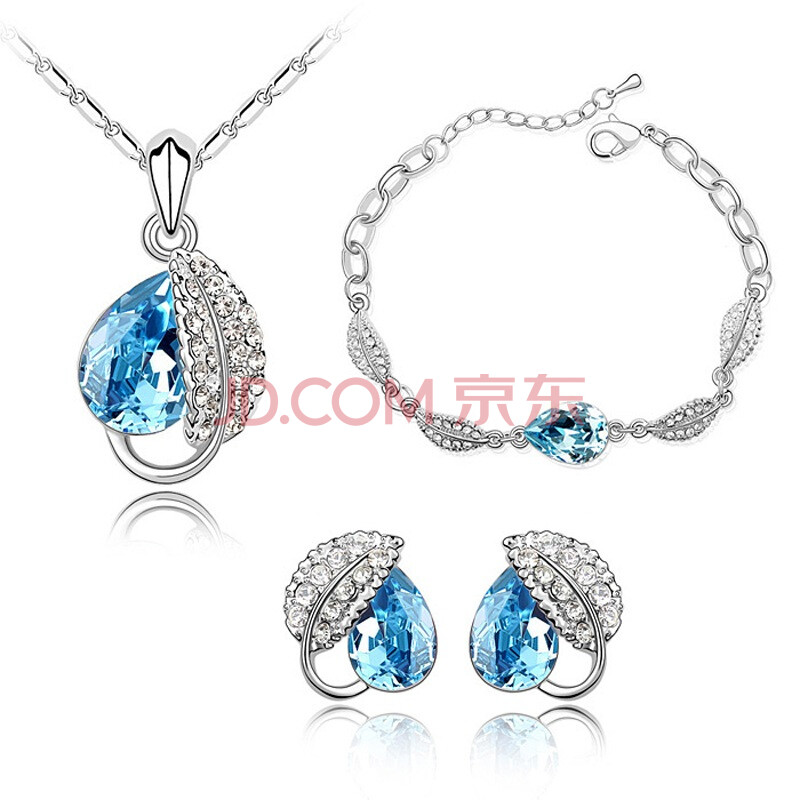 珂薇ykvi 精美优质水晶饰品 爱恋叶<em>女款首饰</em>套