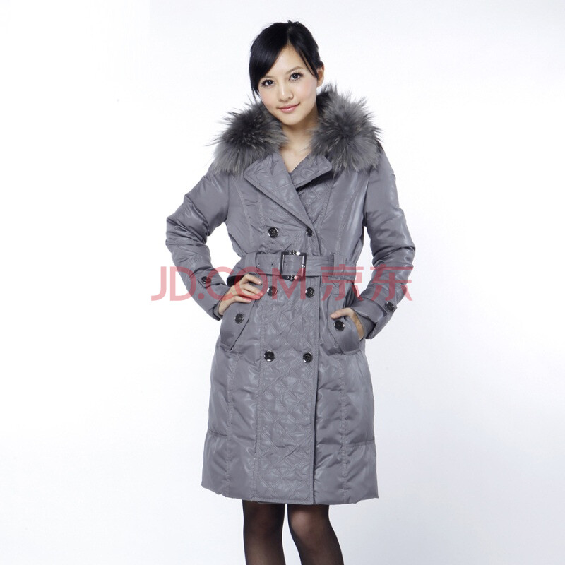 <em>雅鹿</em>2010<em>女款</em>貉子毛领<em>中长款羽绒服</em>YL90650