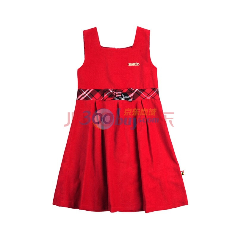 童壹库童装花格<em>女童连衣裙</em> KHCE115401 红色