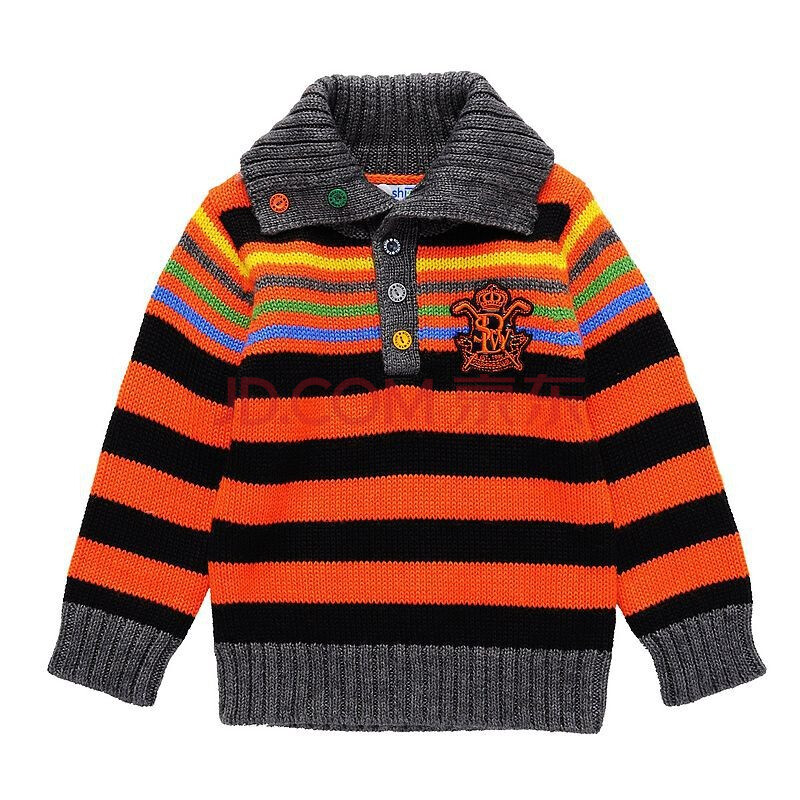 博士蛙 <em>冬季</em>新款<em>童装</em>小男童<em>毛衣</em>彩条翻领<em>毛衣</em>