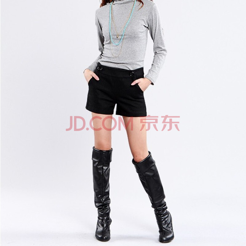 EyesonU2011秋冬新款 <em>女士短裤</em> 靴裤 黑色<em>休闲</em>