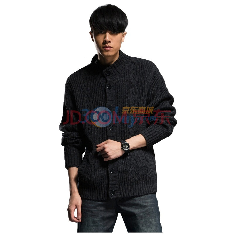 圣迪奥 sdeerhe 男装冬装百搭<em>短款开衫</em>毛衣<em>灰</em>