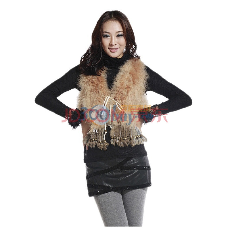 伊雯 秋冬装<em>新款</em>女装 鸵鸟毛 韩版 <em>皮草马甲外套</em>