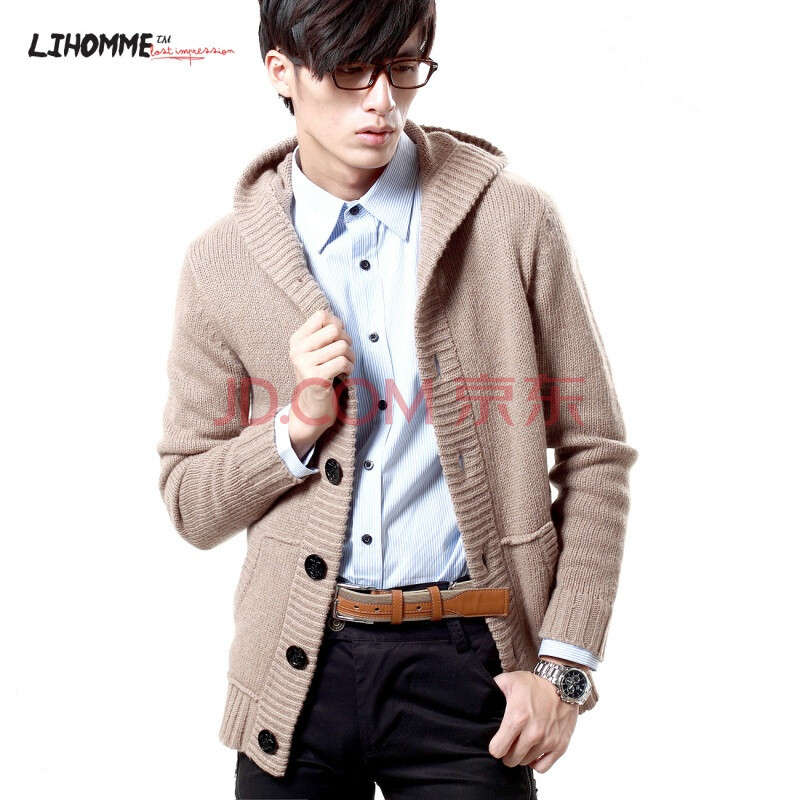 E 2011秋新 珍品休闲带帽插袋<em>男士针织开衫</em>毛