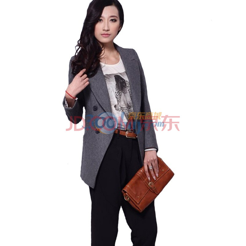 eyesonu 新欧美风女士精品<em>中长款羊毛尼</em>西装外