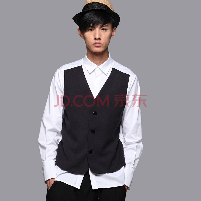 非池中<em>男装</em> <em>2011新款</em> 假两件<em>马甲</em>式 衬衫1322