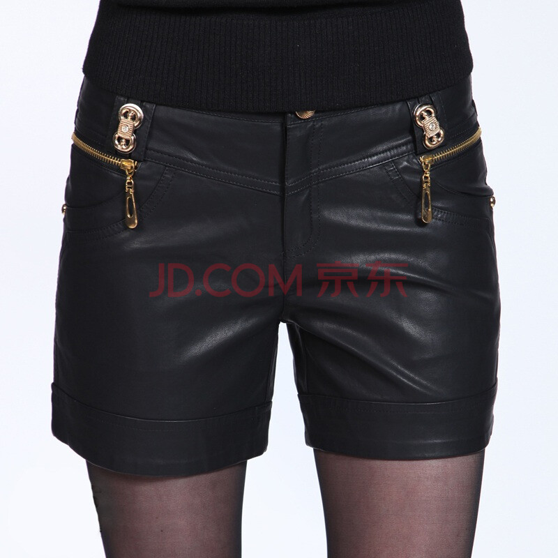 名人瑞裳 mrrs 女装修身显瘦<em>皮靴</em>裤<em>短裤</em>t322 黑