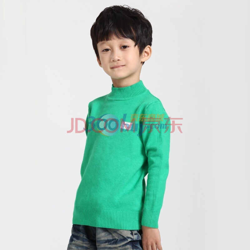 小虎宝儿童装 小米男童纯色毛衣 儿童针织衫 2011秋冬新品 绿色 110图片