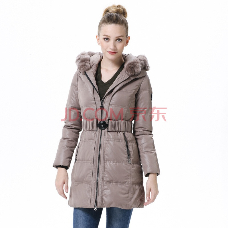 <em>波司登</em> 2011新款 <em>羽绒服</em> 女 腰带修身兔毛领子