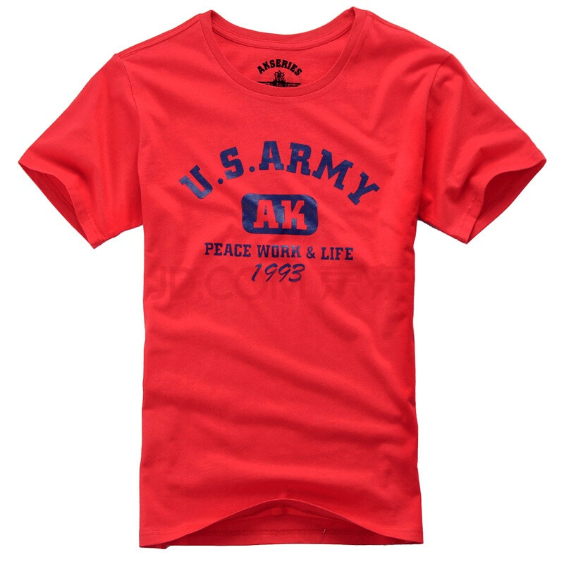 AK男装夏季 USARMY字母印花圆领全棉短袖T