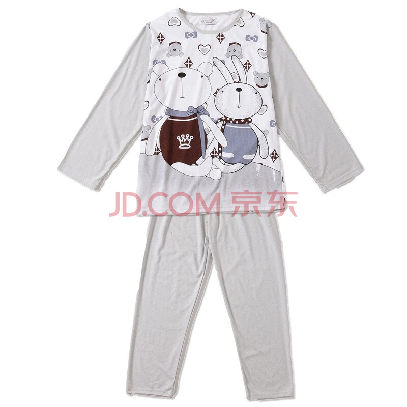 好家猫 新春新款<em>情侣</em>兔兔圆领<em>棉质</em>男士套装睡