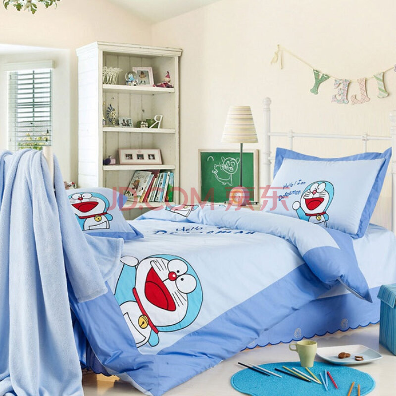 皇冠 儿童床品 卡通全棉绣花四件套|多啦A梦机