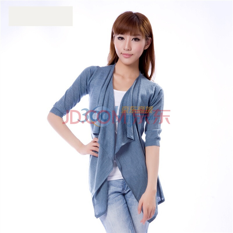 as-vas 4种穿法 荷叶边韩版<em>中长款开衫针织衫</em>S