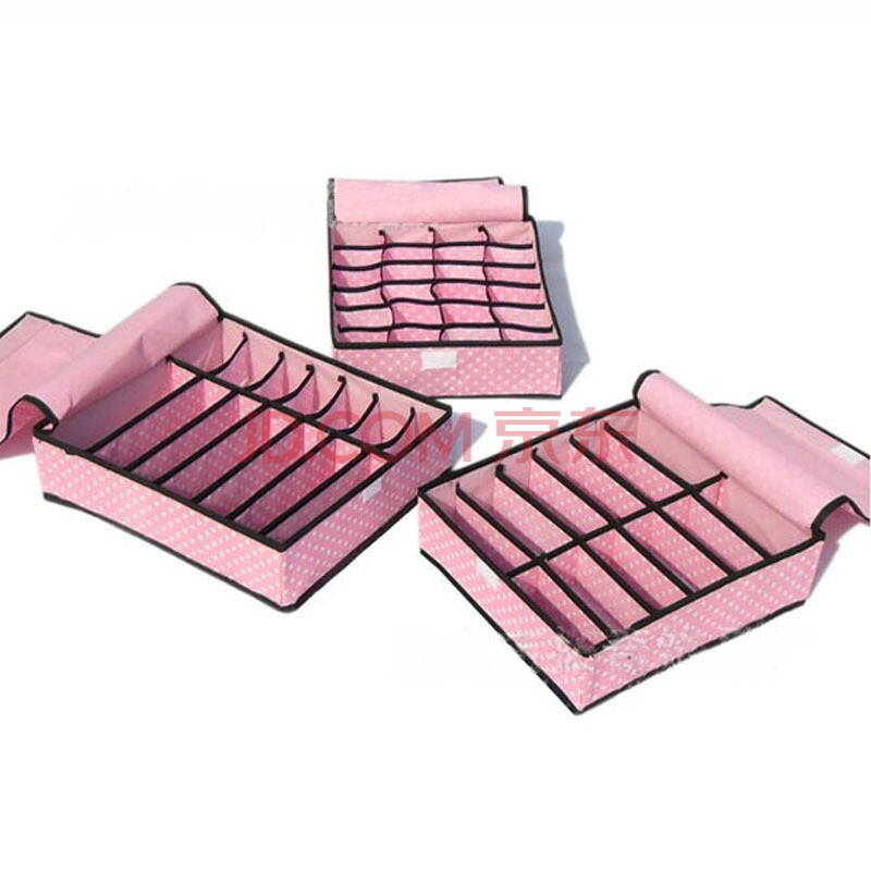 施华洛 新款粉底圆点无纺布<em>收纳盒三件套</em>带盖