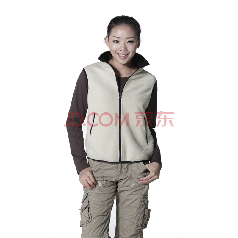 际华户外 <em>女士</em>淡黄色<em>抓绒马甲</em> BHWFB03 XL图