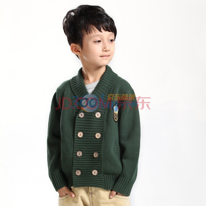 小虎宝<em>儿</em>童装 双排扣小<em>翻领儿童毛衣</em> MY0027