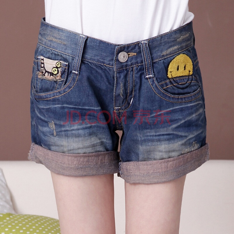 韩都衣舍 韩国<em>2012夏装</em>女<em>短裤新款</em>磨白直筒中