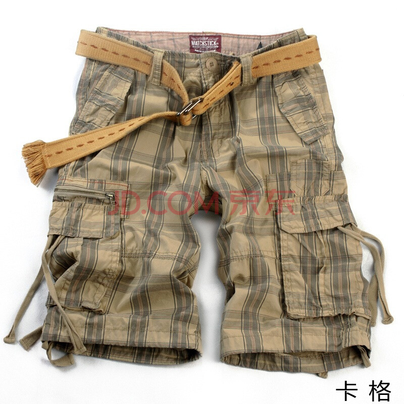 麻吉MATCH <em>男士</em>工装短裤 纯棉<em>格子短裤</em> <em>五分</em>