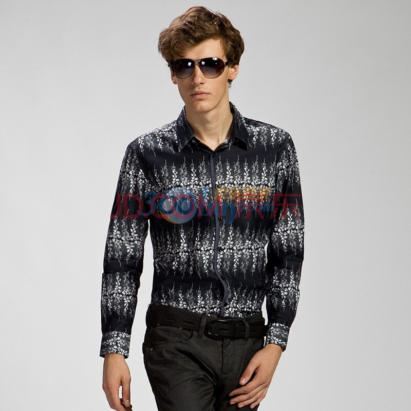 道华伦DOM.VRRLONS大印花高档免烫衬衫长