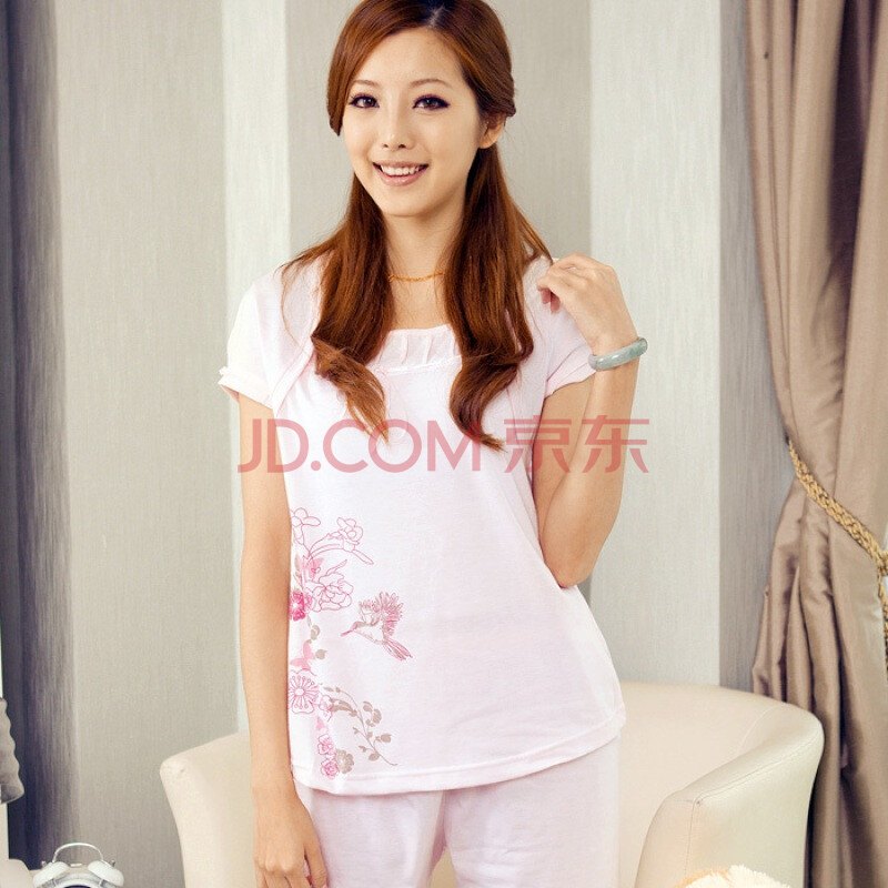 雪俐shirley 夏季<em>短袖</em>优质针织<em>棉睡衣</em>家居服套装