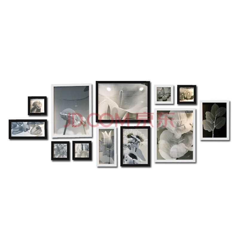 宜美贴 欧式全实木<em>12</em>框组合<em>照片墙</em> 黑白混搭1