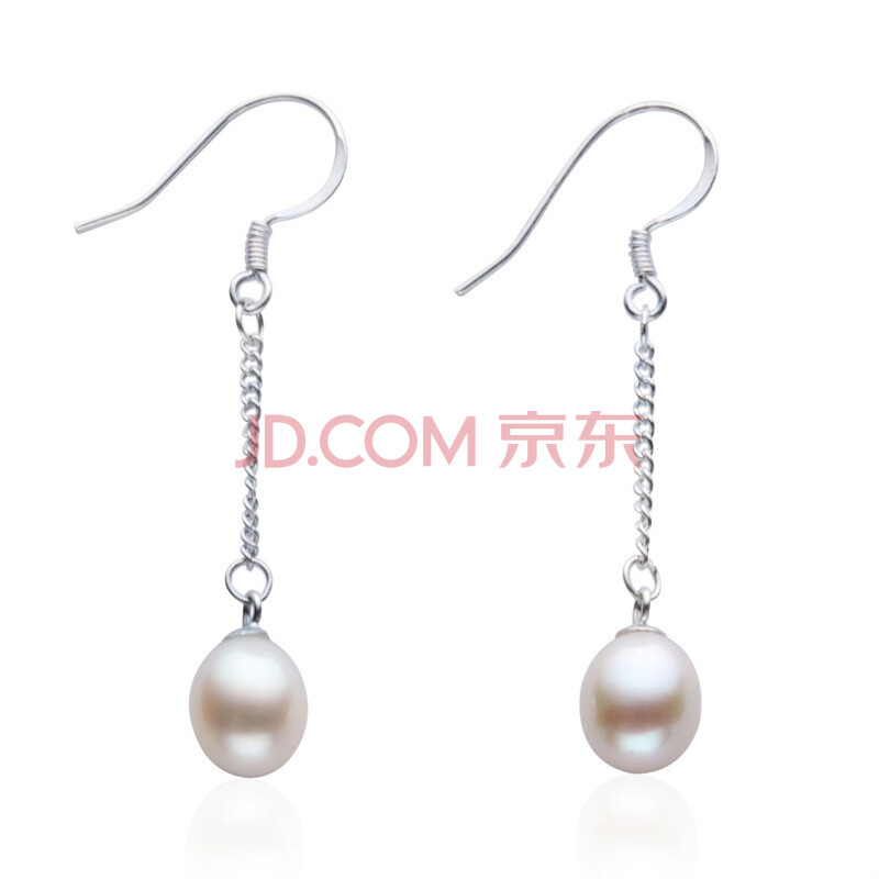 千玺珠宝 白色天然淡水珍珠<em>纯银耳环图片</em>