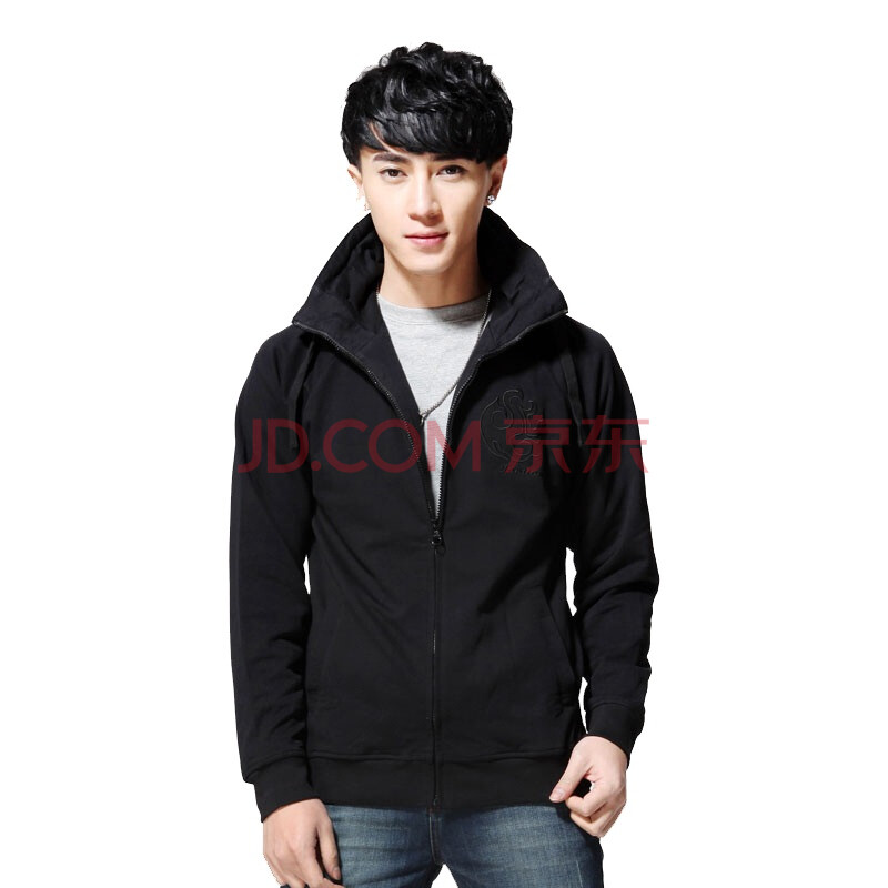 唐狮tonlion<em>男士</em>绣花<em>立领开衫卫衣</em> 原价279 黑色