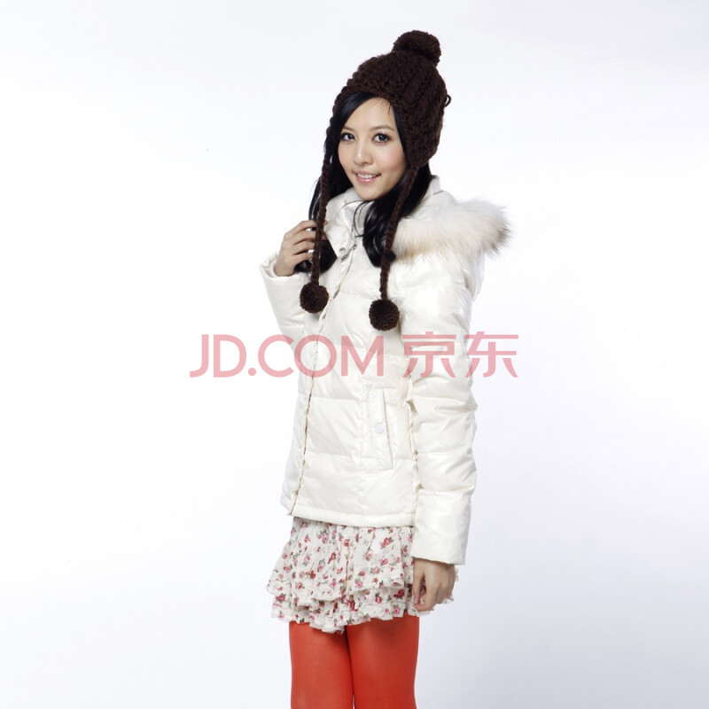 <em>雅鹿</em> 亮面<em>女短款羽绒服</em> YBC2031 白色 160/84