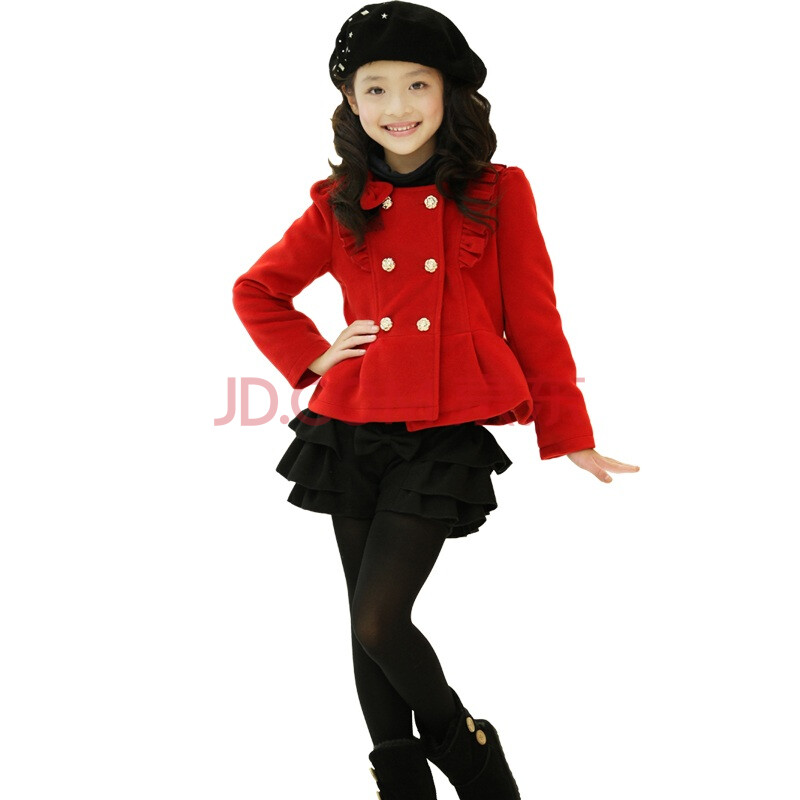 DEESHA笛莎<em>女</em>童装新款春秋红色韩版短<em>女童</em>