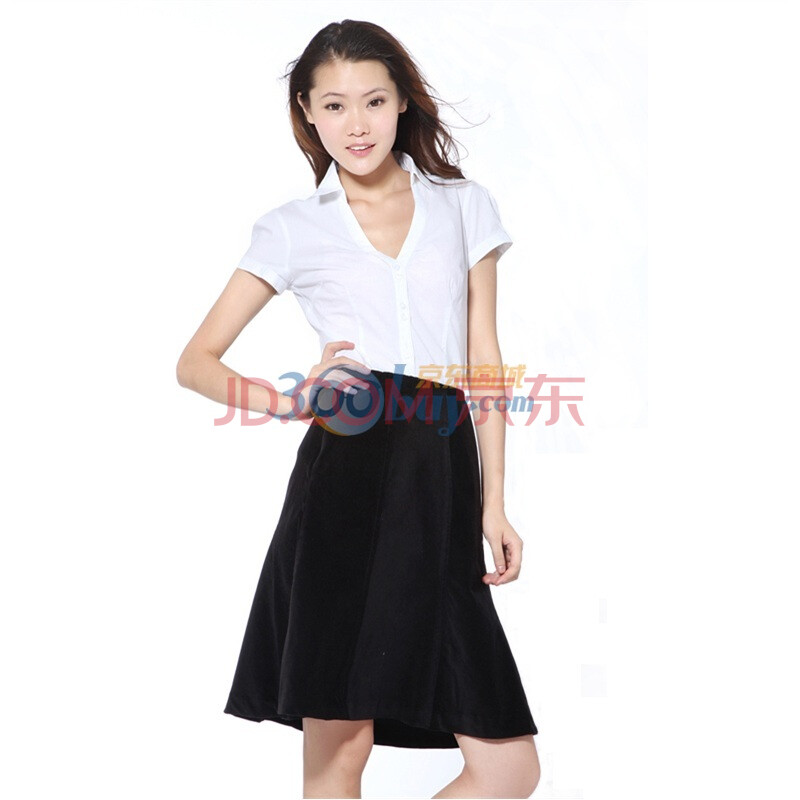 基因 Eden Gene 灯芯绒八片喇叭裙 黑色 <em>XL</em>图