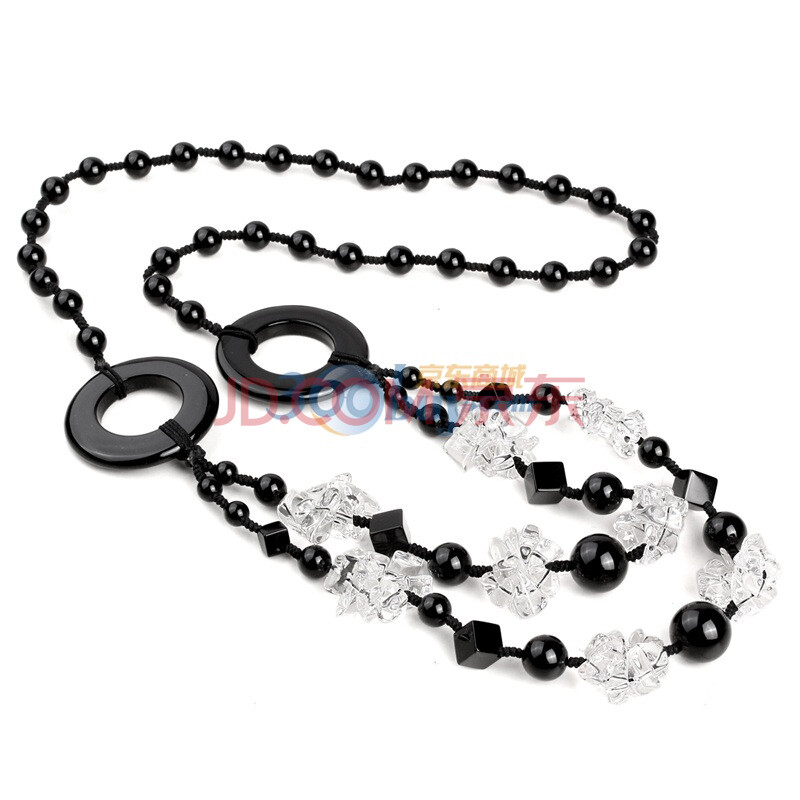 凝萃坊 天然黑<em>玛瑙</em>+白水晶<em>毛衣链图片</em>