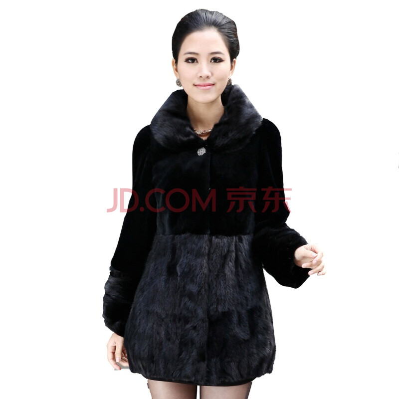 <em>芭欧</em>BOOL女款兔绒水貂拼接长款女装拼貂<em>皮草</em>