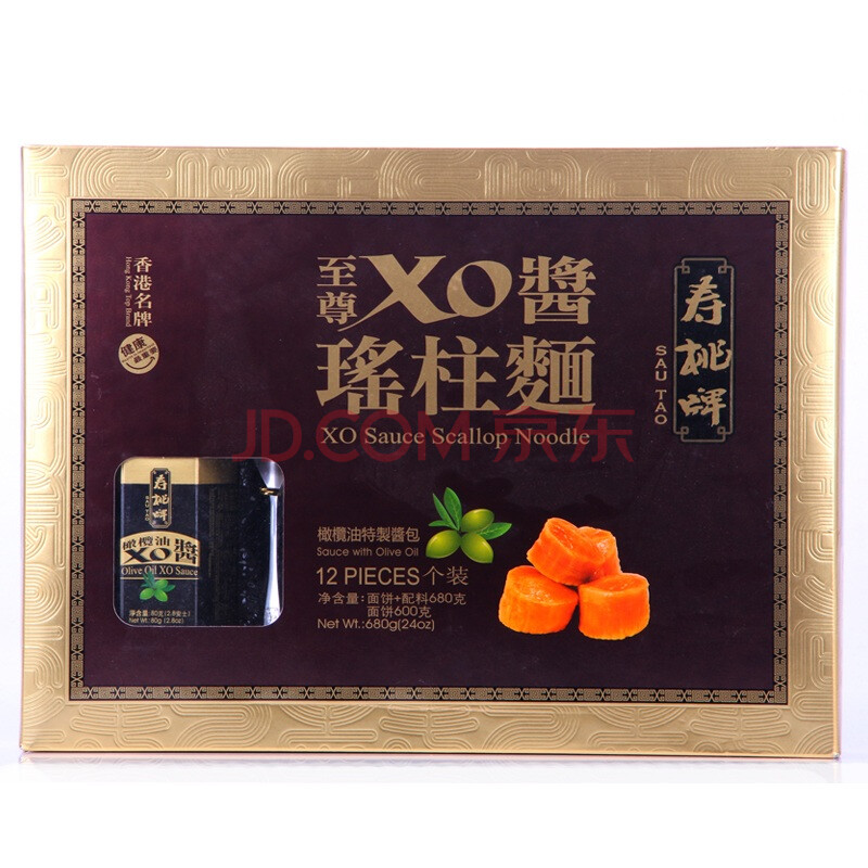 寿桃牌 至尊XO酱 瑶柱面礼盒12个装 (内含至尊XO酱80g) 680g图片