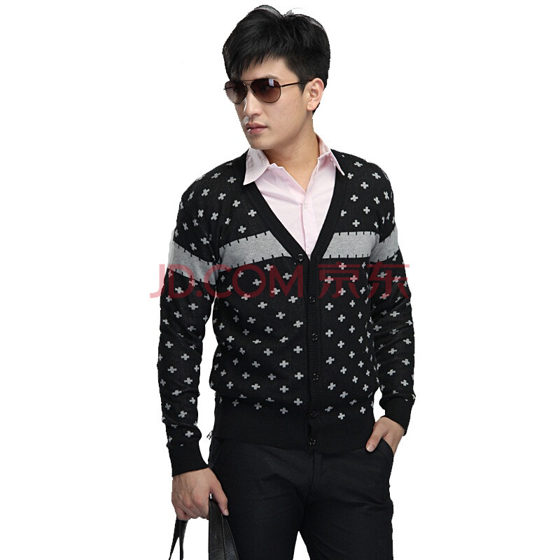 obm纯棉针织衫<em>男毛衣开衫</em>v领<em>毛衣</em>ms017