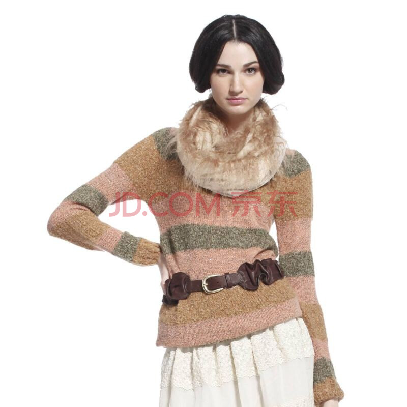 <em>欧时力Ochirly</em>新款啡绿条撞色<em>条纹</em>长袖<em>毛衣</em>11