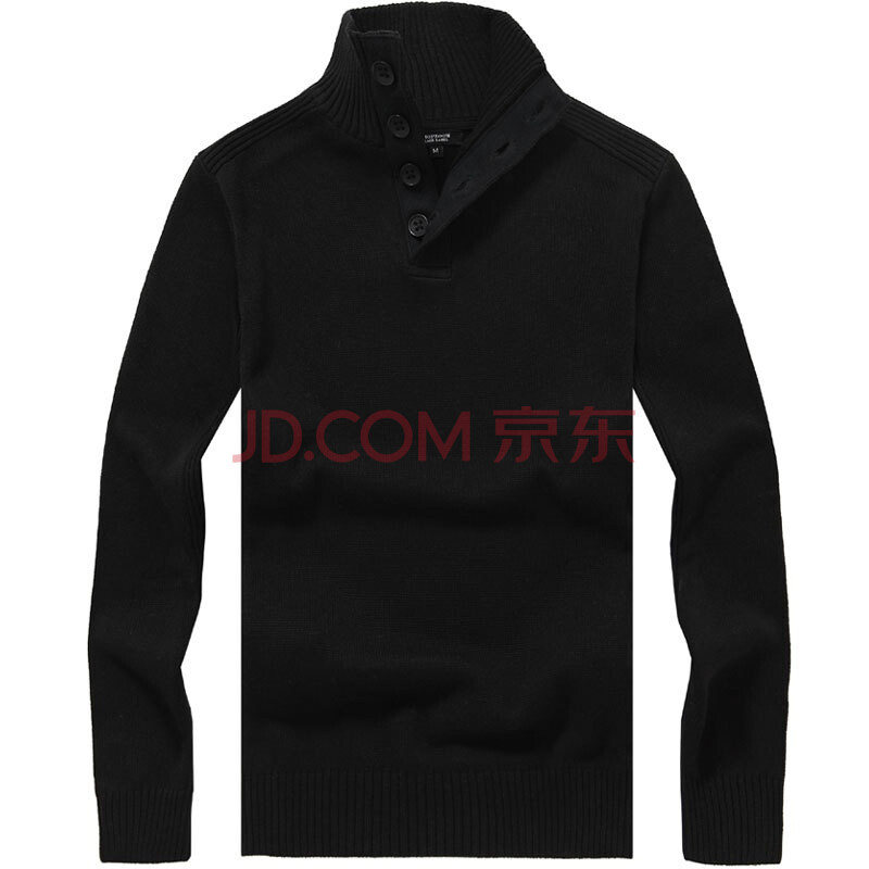 纯色螺纹织缀立领套头修身休闲<em>男款毛衣外套</em>[